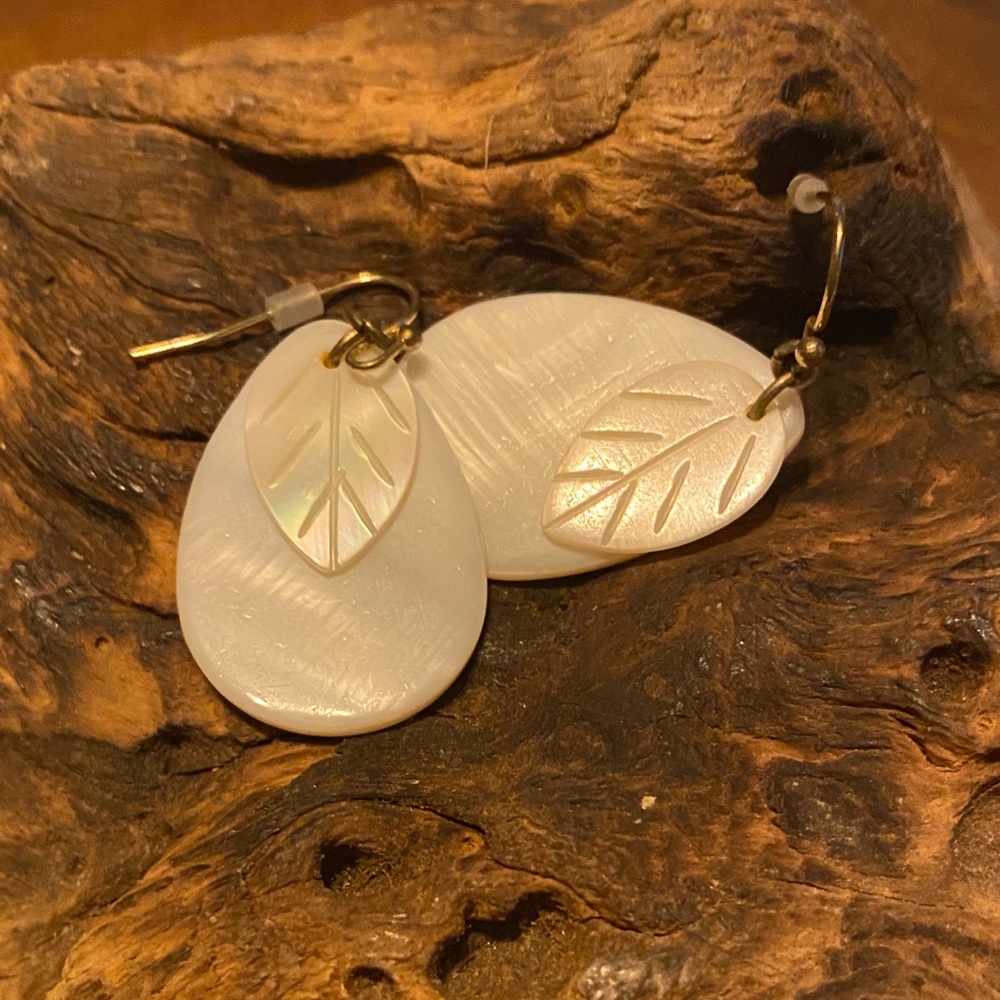 Elegant White Leaf Drop Earrings